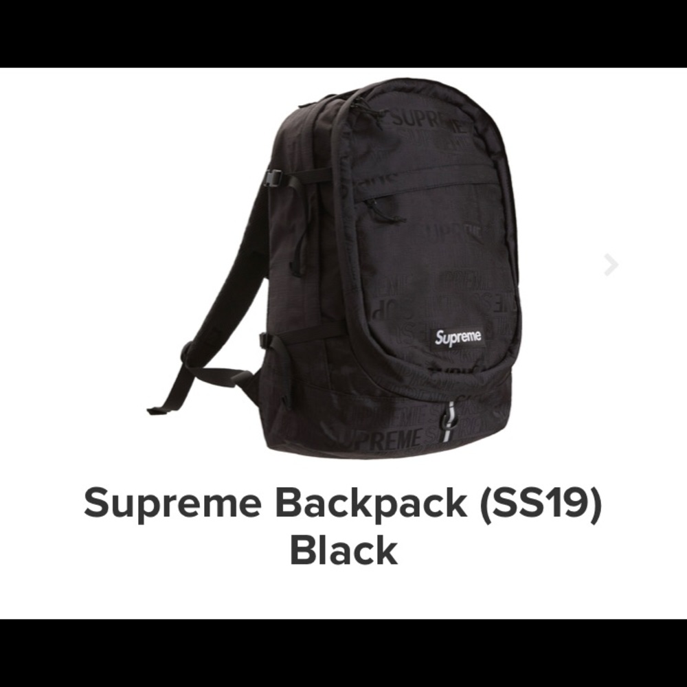 Auth - SS19B6 Black Supreme Backpack. NEW